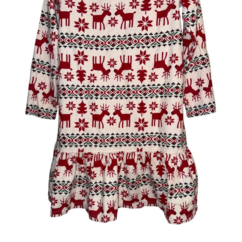 Hanna Andersson Dear Deer Reindeer Girls Dress 150 12 Christmas Holiday Red - Picture 8 of 9